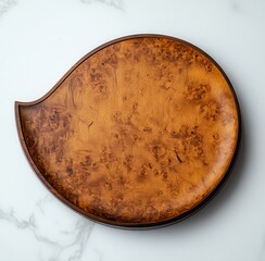 A beautifully crafted wooden serving tray with a unique leaf shape and intricate grain patterns, perfect for serving snacks, appetizers, or as a decorative centerpiece in dining settings,