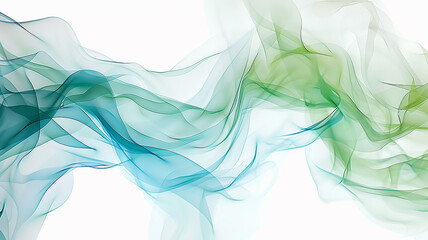 Wall Mural - abstract blurred background, light green and blue wavy lines intertwine on a white background