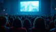 © kotlyarn - An audience seated in a dark cinema hall, watching a large screen with a film playing, capturing the atmosphere of a movie-going experience. The image highlights entertainment and cinema culture.