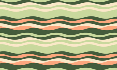 Abstract background with wavy stripes in vibrant colors, creating a rippled, liquid effect. Smooth curves and textured lines add elegance, vitality, and creativity. Ideal for wallpaper or textile.