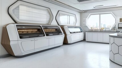 Roast concept integrated with a bacterial design, high-tech and culinary fusion, [laboratory , code , roast], ,