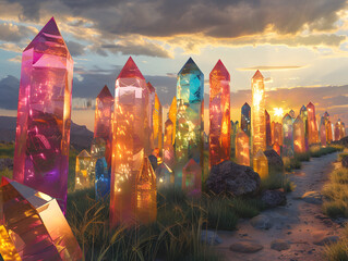 Wall Mural - sunset-kissed forest landscape