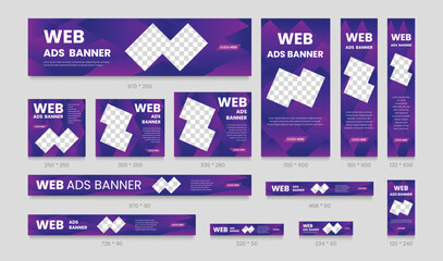 Abstract banner design web template Set. Business Ad Banner. Vertical, Horizontal, Square Social Media Cover Template. EPS Vector Illustration