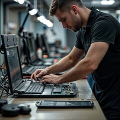 laptop repair shop. repair process.