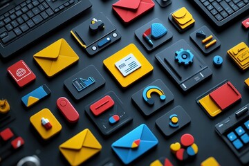 Colorful App Icons on a Black Background