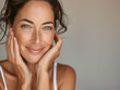 © Milla - Attractive one beautiful mature woman with healthy clear fresh skin looking at the camera, studio portrait. Skin care, wrinkle and facial treatment concept