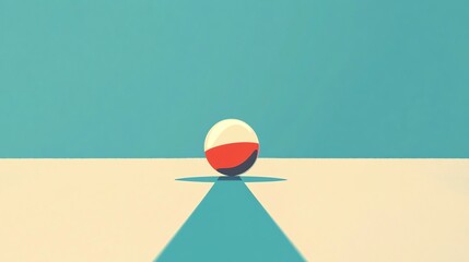 A red, white, and blue ball on a beige surface.