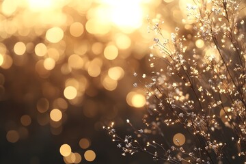 Shimmering Holiday Backdrop with Glittering Lights and Bokeh Effect