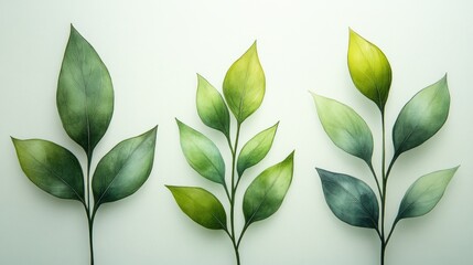 Sticker - Watercolor Green Leaves