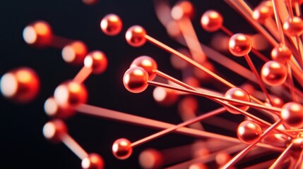 Aufkleber - Abstract Representation of Molecular Structures with Radiant Red Spheres and Stems