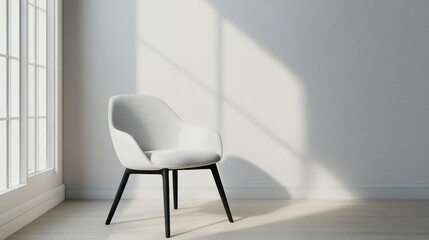 Aufkleber - Stylish Modern Chair in Minimalist Interior with Natural Light and Soft Shadows