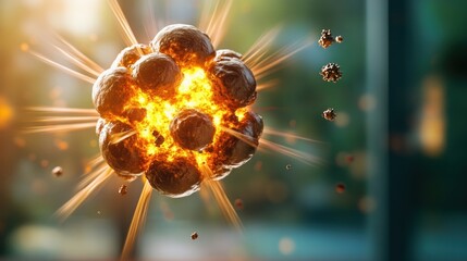 Fototapete - Explosive Energy A Visual Representation of Nuclear Fission and Its Power
