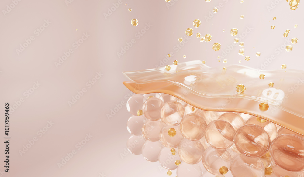 3D Collagen Skin Serum and Vitamin illustration isolated on soft color ...