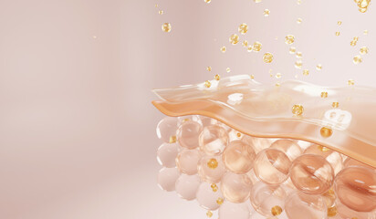 3d collagen skin serum and vitamin illustration isolated on soft color background. concept skin care