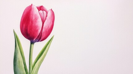 Poster - Vibrant Pink Tulip A Celebration of Nature's Beauty in Watercolor Art