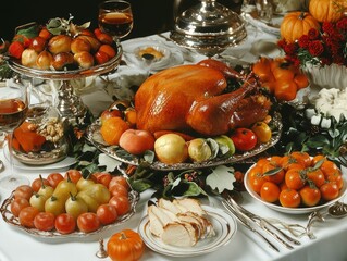 Elegant Table Set for Thanksgiving Dinner