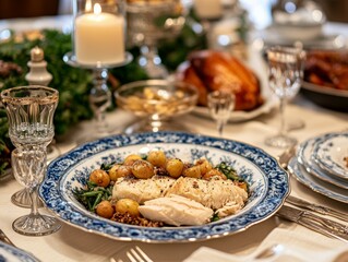 Elegant Table Set for Thanksgiving Dinner