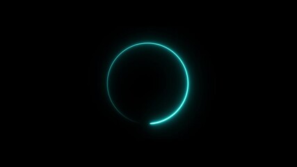 Canvas Print - beautiful colorful neon circle frame loading icon on black background. neon circle loading icon anim