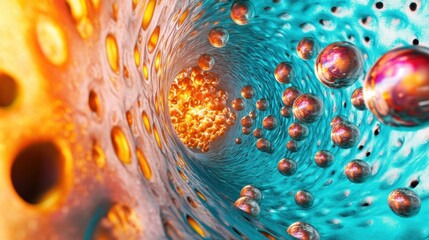 Aufkleber - Exploring the Intricacies of Molecular Structures in a Vibrant Microscopic Environment
