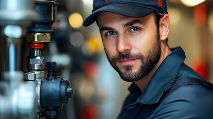 Sticker - A technician working on industrial machinery, showcasing expertise.