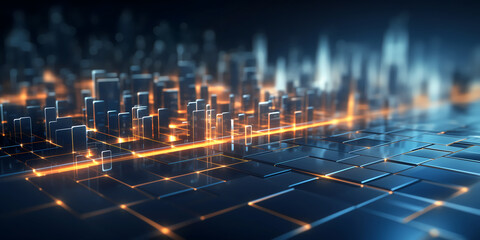 Wall Mural - electronic data computing system, artificial intelligence cyber cells, abstract tech background