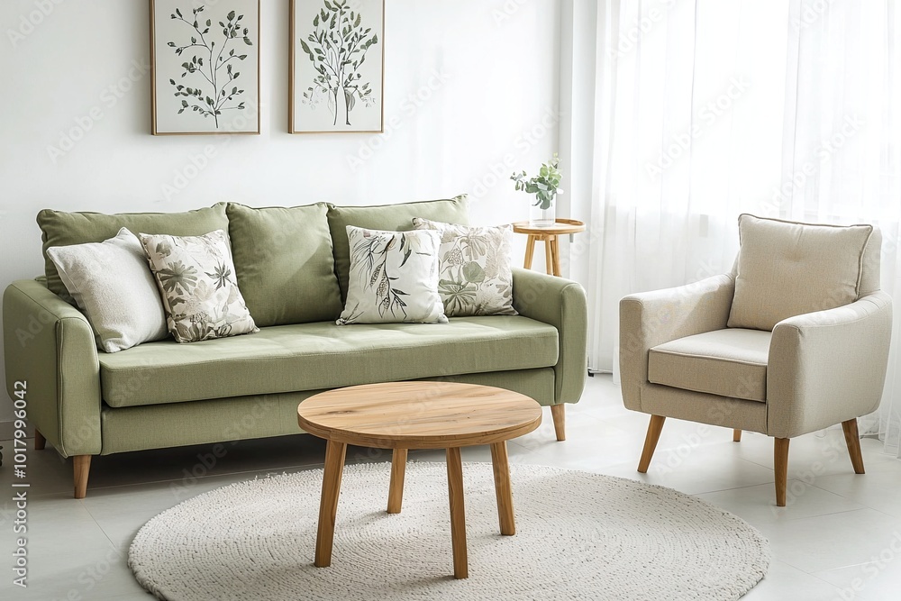 Minimalist, a modern japandi interior photo of a living room with white