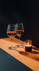 Elegant evening with wine candlelight ambiance