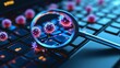 © Kankamol Tama - Magnified germs on a computer keyboard, digital hygiene, 3D illustration