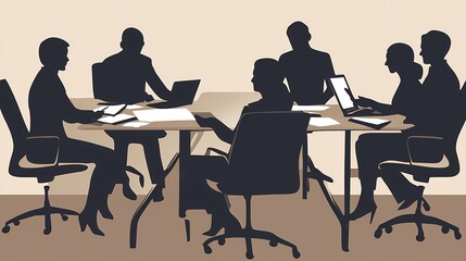 Wall Mural - Diverse group of professionals collaborating in a modern conference room.