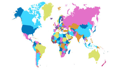  World map. Color modern vector map. Silhouette map.