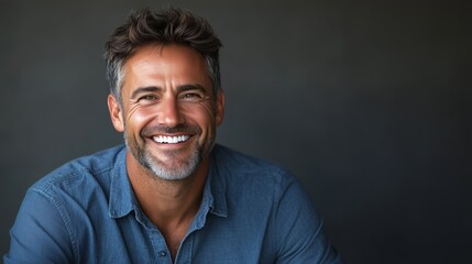 Wall Mural - Portrait of a happy handsome man in a shirt with laughing