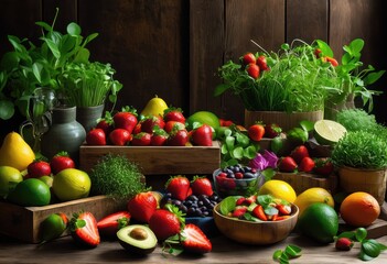 Sticker - vibrant food spread featuring fresh flavorful ingredients perfect editorial, abundant, aesthetic, appetizing, arrangement, artisan, background, bright