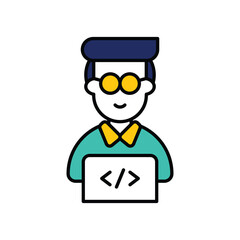 programmer color line icon with white background vector stock illustration