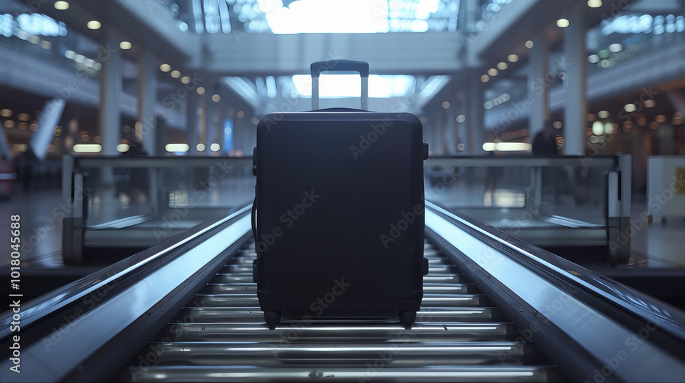 Baggage and luggage on conveyor belt at the airport before checkout ...