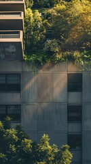 Sticker - Modern Architecture with Green Roof and Sunlight