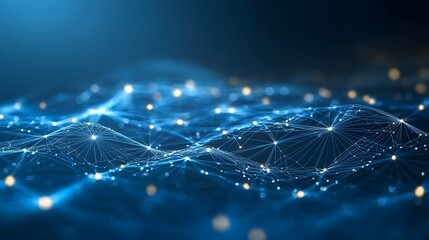 Abstract blue background data technology glowing lines