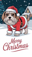 Canvas Print - Festive Dog in Santa Outfit Celebrating Christmas