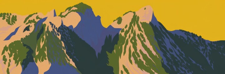 Sticker - Vibrant Mountain Landscape with Bold Colors