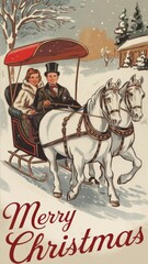 Canvas Print - Vintage Sleigh Ride in Winter Wonderland