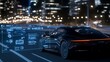 © aironamad - Futuristic Car with Advanced Technology Displaying Digital Information on a Night Drive