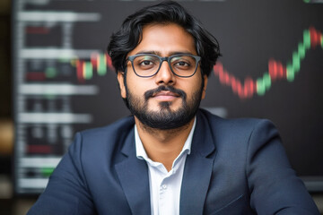 Canvas Print - young indian business man sitting at office