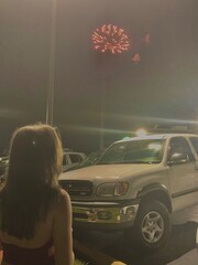 Woman with fireworks