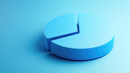 Abstract 3D pie chart with smooth, curved segments, set against a gradient blue background