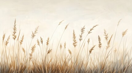 Naklejka na meble Serene landscape of golden grasses under a soft sky