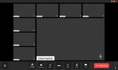 Wall Mural - virtual meeting platform during a collaborative online session with multiple participants muted and 