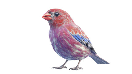 Wall Mural - A pink bird with a pink feathery tail. The bird is standing on a white background. The bird is small and cute