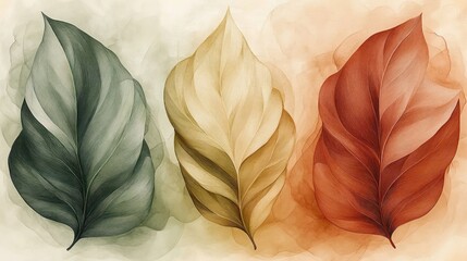 Sticker - Three Watercolor Leaves