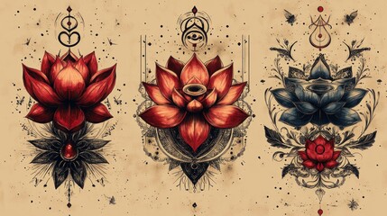 Lotus Flower Tattoo Design with Geometric Patterns