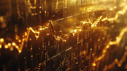 Detailed shot of a gold price graph with historical data and price prediction indicators, on a financial website