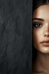 An attractive textured background for advertising a modern beauty clinic of a beautiful middle age woman showing her face and body